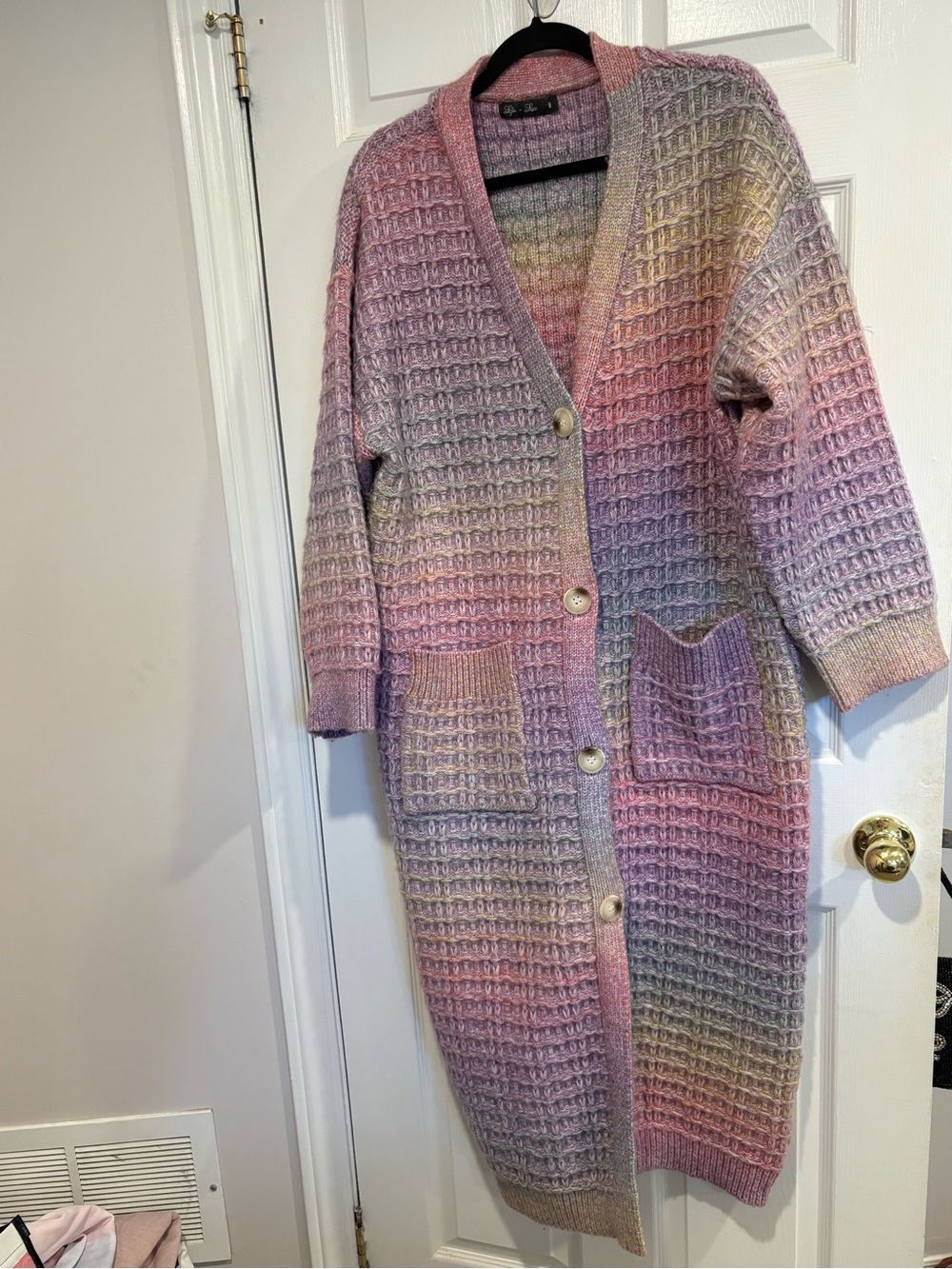 Long Knit Gradient Cardigan Sweater - Pastel Multi